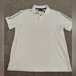 Nautica Polo Button Front Shirt Mens Medium White Short Sleeve